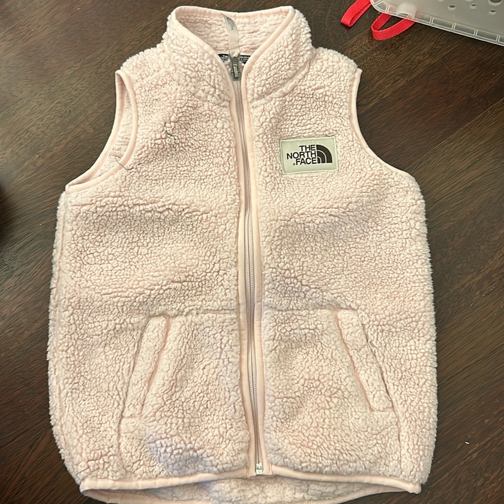 North face light pink fleece vest